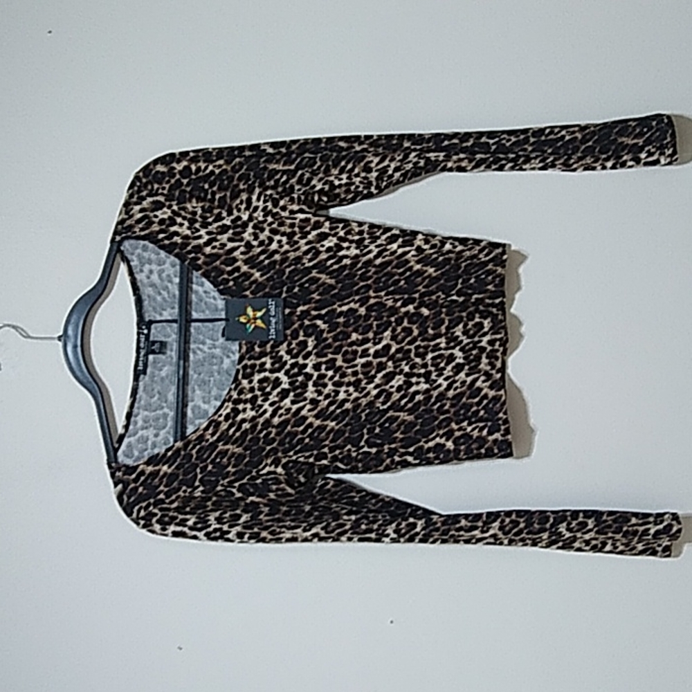 Living Doll Leopard Print Long Sleeve Crop Top
